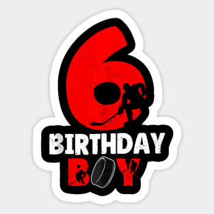 6Th Birthday For Boys 6 Yrs Old Ice Hockey Sticker